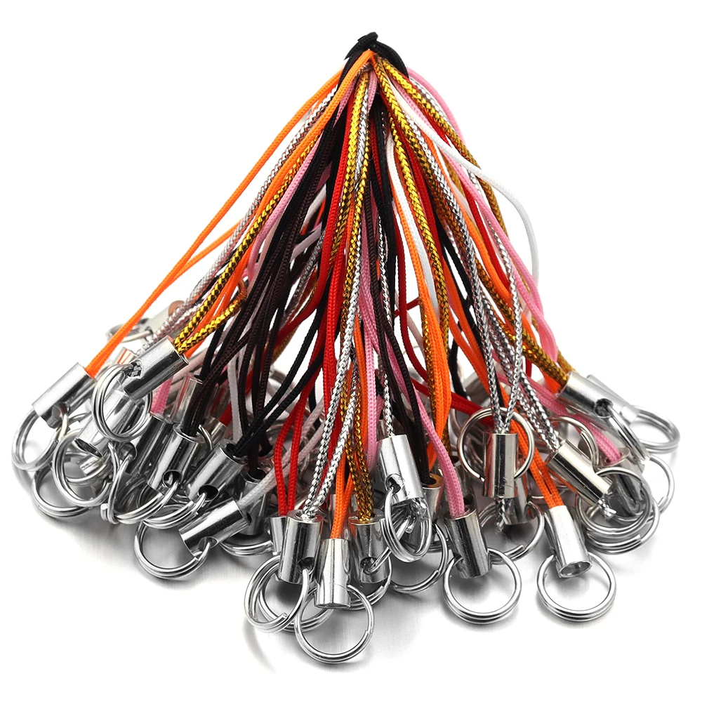 50/100 pz/lotto Cordino Lariat Strap Cavi Chiusura Corda Portachiavi Ganci Mobile Set Pendenti E Ciondoli Portachiavi Borsa Accessori Portachiavi