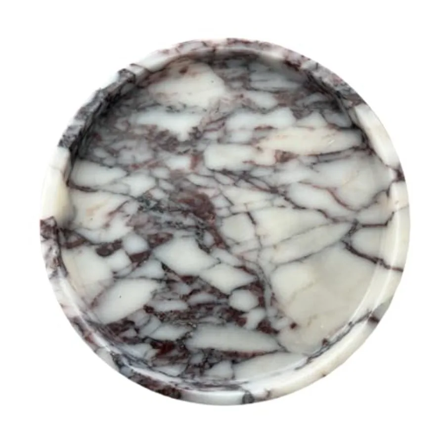 

Natural Marble Vanity Tray, Perfume Jewelry Tray, Round Ottoman Tray for Drinks, Coffee Table, Home Decorative,9.84Dx1.18H