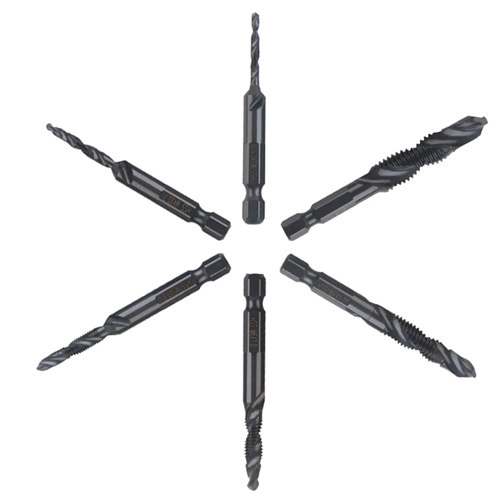 탭 도구 탭 드릴 비트, 1/4 인치 (6.35mm) 육각 생크, 블랙 색상, 목재 플라스틱 알루미늄 수공구용 태핑 스레드에 내구성