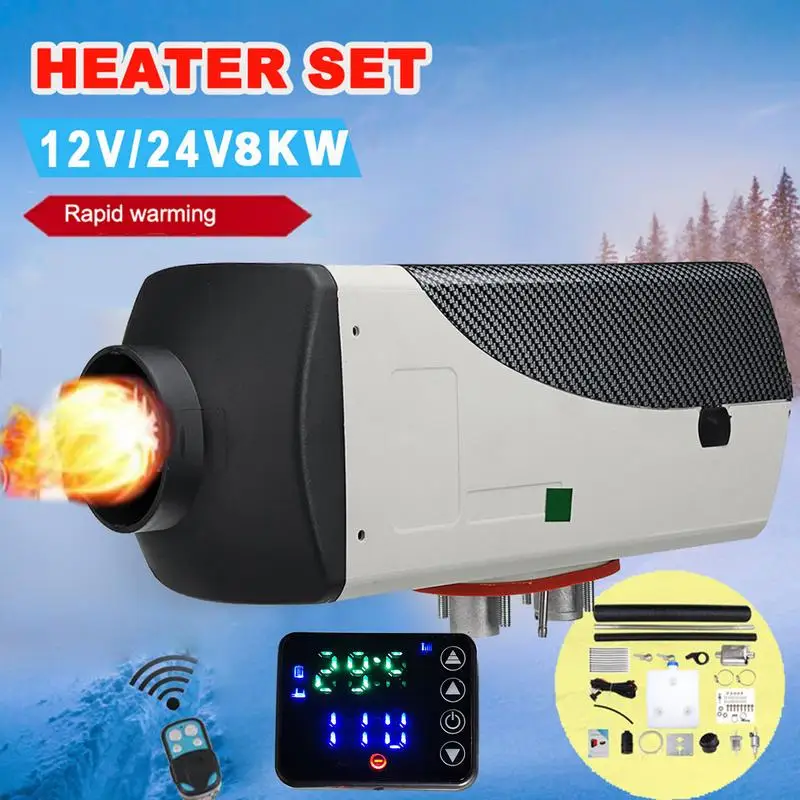 

Car Diesel Heater 8KW 12V 24V Air Parking Heater LCD Monitor 9L Tank Air Heater Muffler Diesel Heater for RV Car Yacht Boat