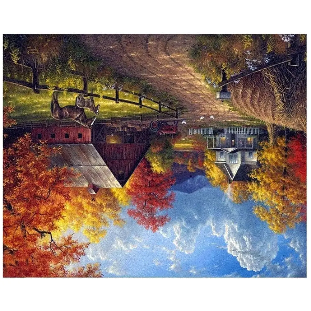 

Handmade Bedchamber Decorative Paintings, Autumn Landscape, Stickup Drill, Embroidery Figure, Diamond Painting, DIY Gift