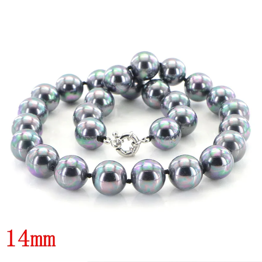10mm Black South Sea Shell Pearl Necklace AAA Fashion Glamour Woman Girl Birthday Gift Christmas Wedding Jewelry Wholesale 45cm