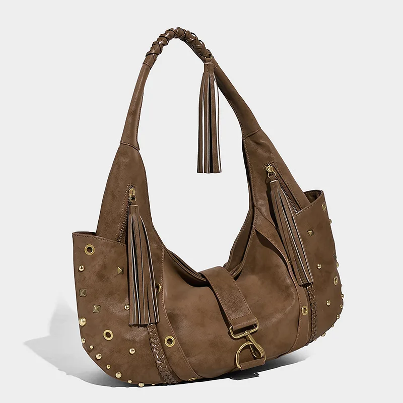 Retro Motorcycle Crossbody Bags for Woman Shoulder Bags Suede Armpit Bag Women Tote Bag Purse and Handbags Сумка Женская Bolsa