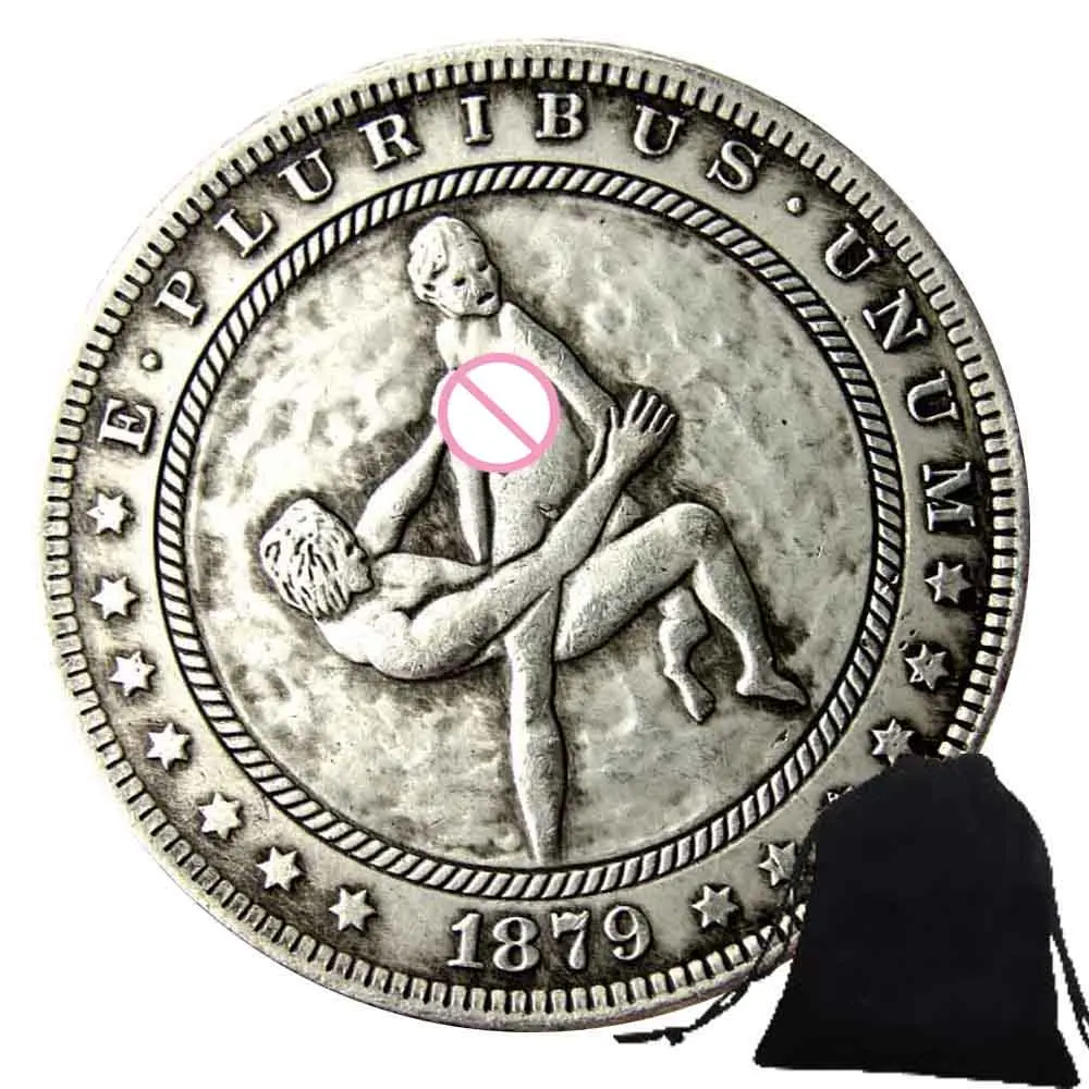 Romantic Husband's Love Nightclub One-Dollar Art Couple Coins Pocket Decision Coin Commemorative Good Luck Coin+Gift Bag