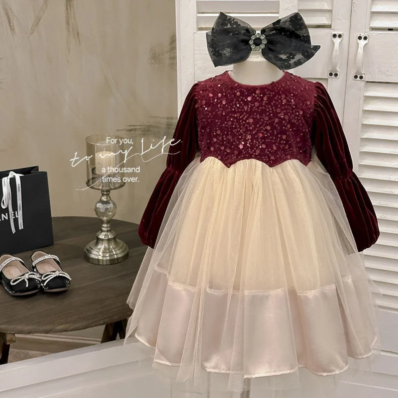 

Girls' Dress2025Autumn New Fashionable Baby Girl Hepburn Style Stylish Girls' Clothing Birthday Dress Skirt