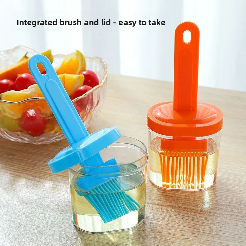 

Silicone oil brush with bottle, small oil pot,, high temperature resistant, baking integrated barbecue brush, 2 pieces
