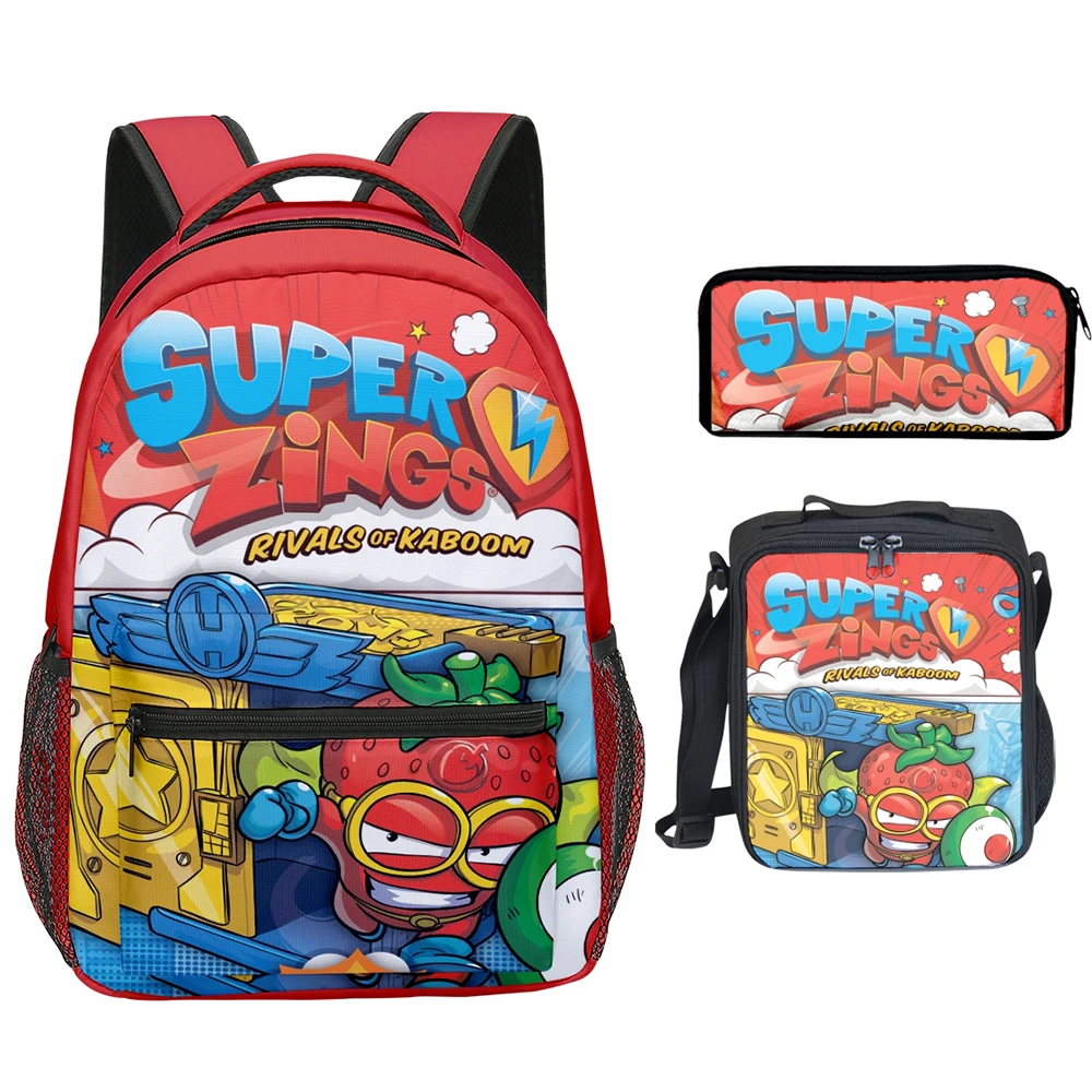 

Роскошные популярные Superzings с 3D принтом, 3 шт./компл., школьные сумки для студентов, дорожный рюкзак для ноутбука, сумка через плечо, сумка для обеда, пенал