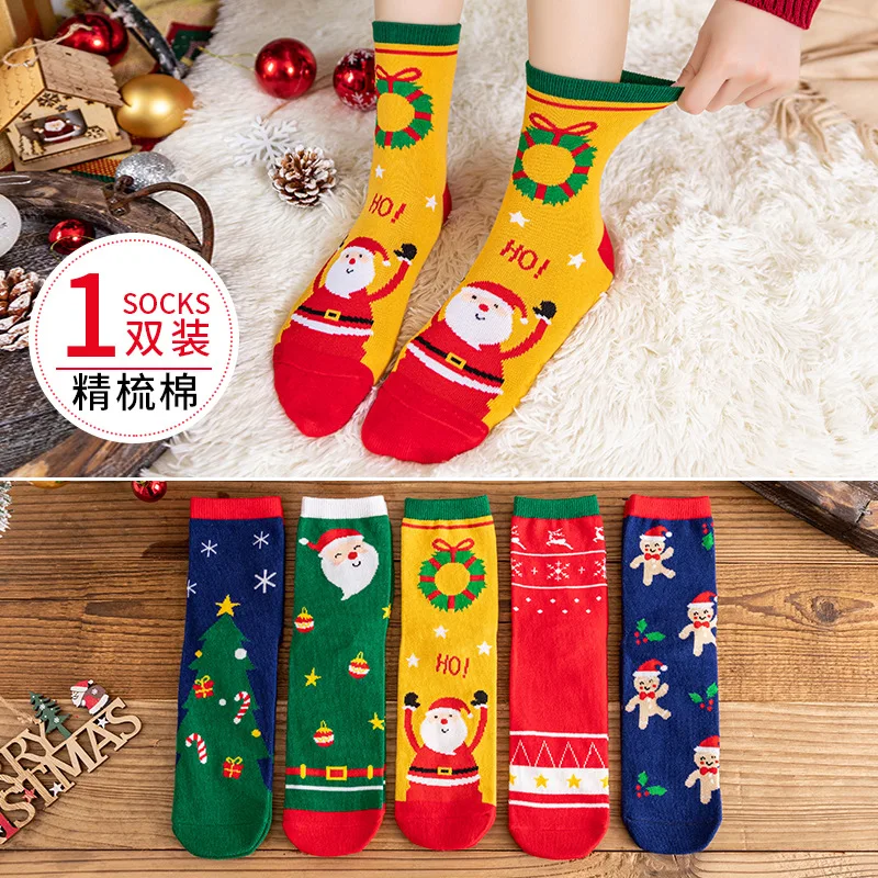 Unisex Cotton Christmas Socks Women Men Christmas Decoration For Home Ornament Xmas New Year Gifts Santa Elk Claus Decor Socks