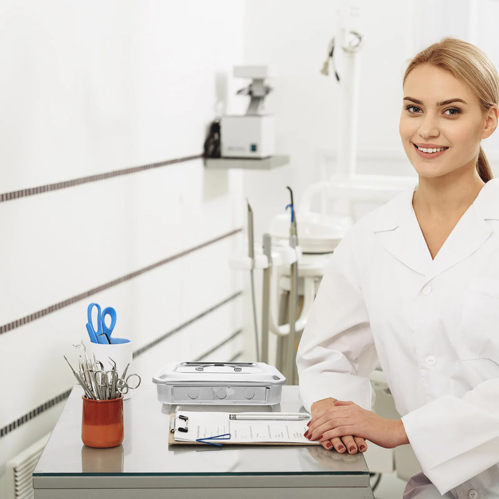 

Серебряный стерилизационный бокс из нержавеющей стали, лоток для инструментов, термостойкий контейнер для термометров, герметичный, портативный, для замачивания и хранения