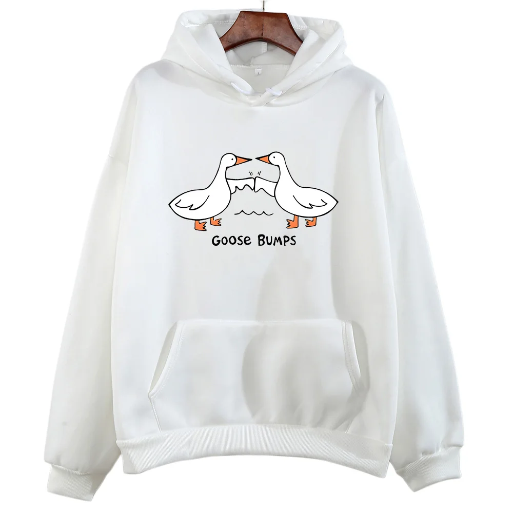 Silly Goose Hooded Long-sleeved Anime Print Harajuku Kawaii Sweatshirts with Hooded Fleece Clothes Sudaderas Cute Cartoon Hoody