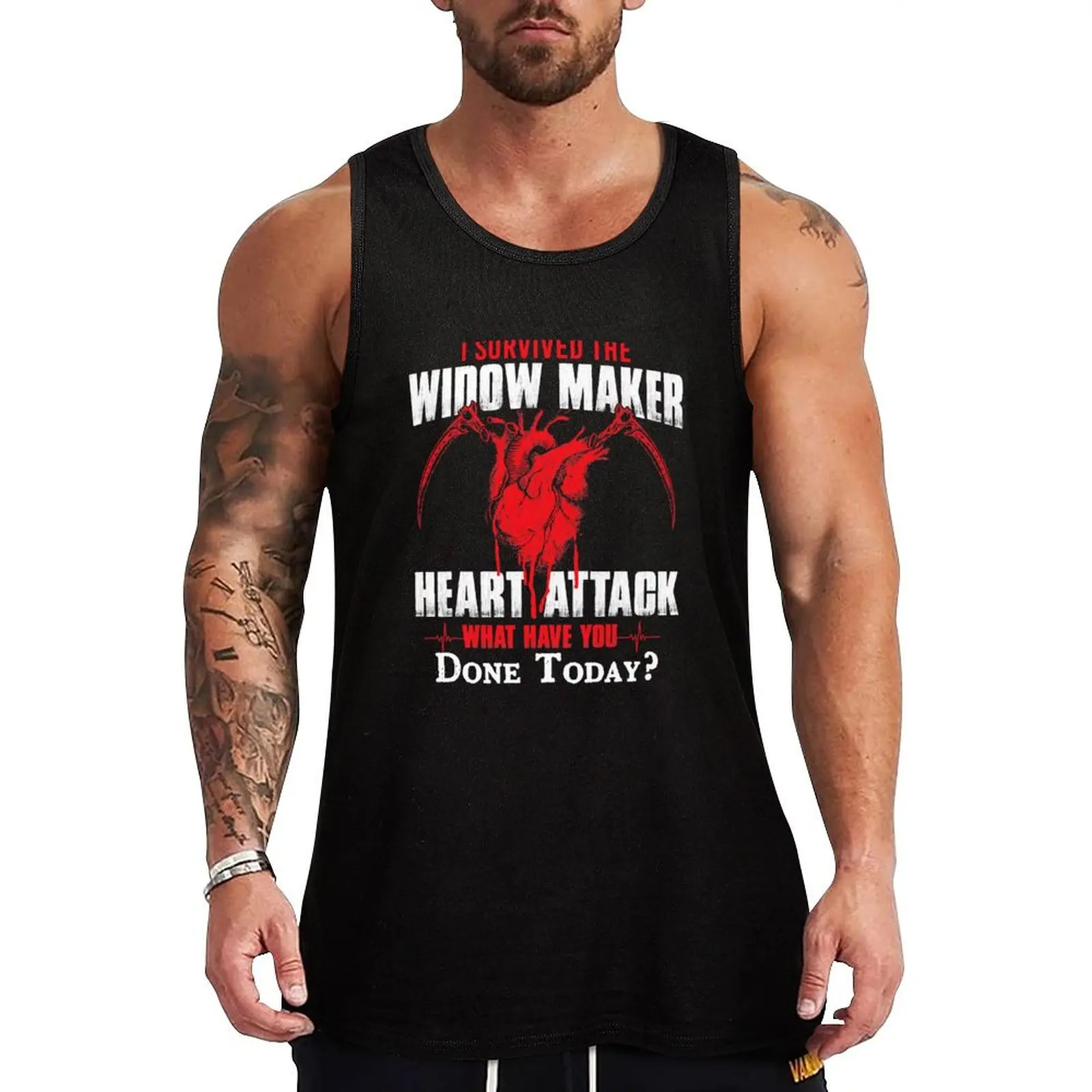 I Survived The Widow Maker Heart Attack Survivor Recovery Tank Top gym clothing men Top summer gym shirts