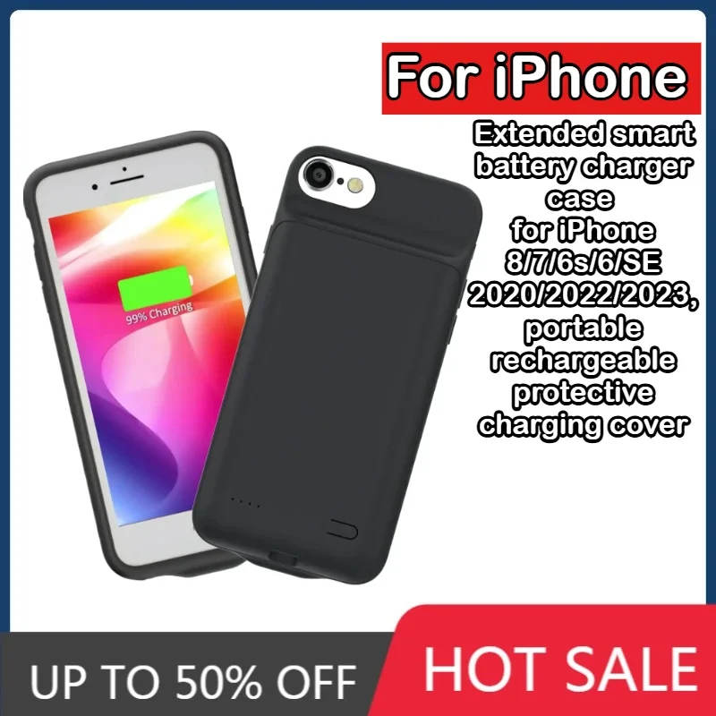 

Extended smart battery charger case for iPhone 8/7/6s/6/SE 2020/2022/2023, portable rechargeable protective charging cover
