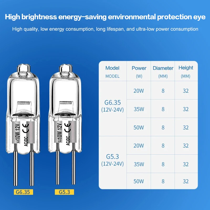 5Pcs G6.35 12V Halogen Lamp 20W 35W 50W Bulb LED Bulbs Ecological Halogen Bulbs For Cooker Lighting Signal Lights Track Capsules