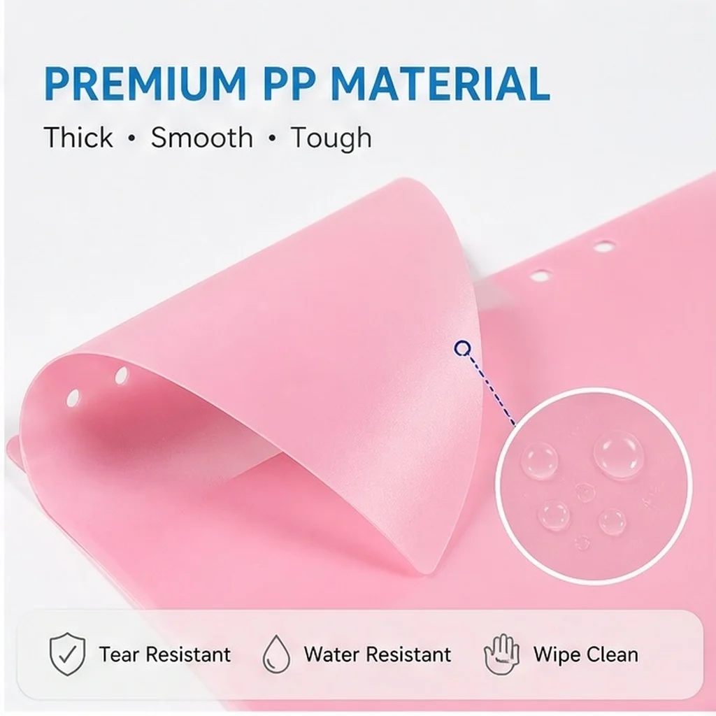 10Pcs Smooth Flexible Plastic Dividers with Label Tabs for A5 Binder Index Classification Translucent Design 6-Hole Study