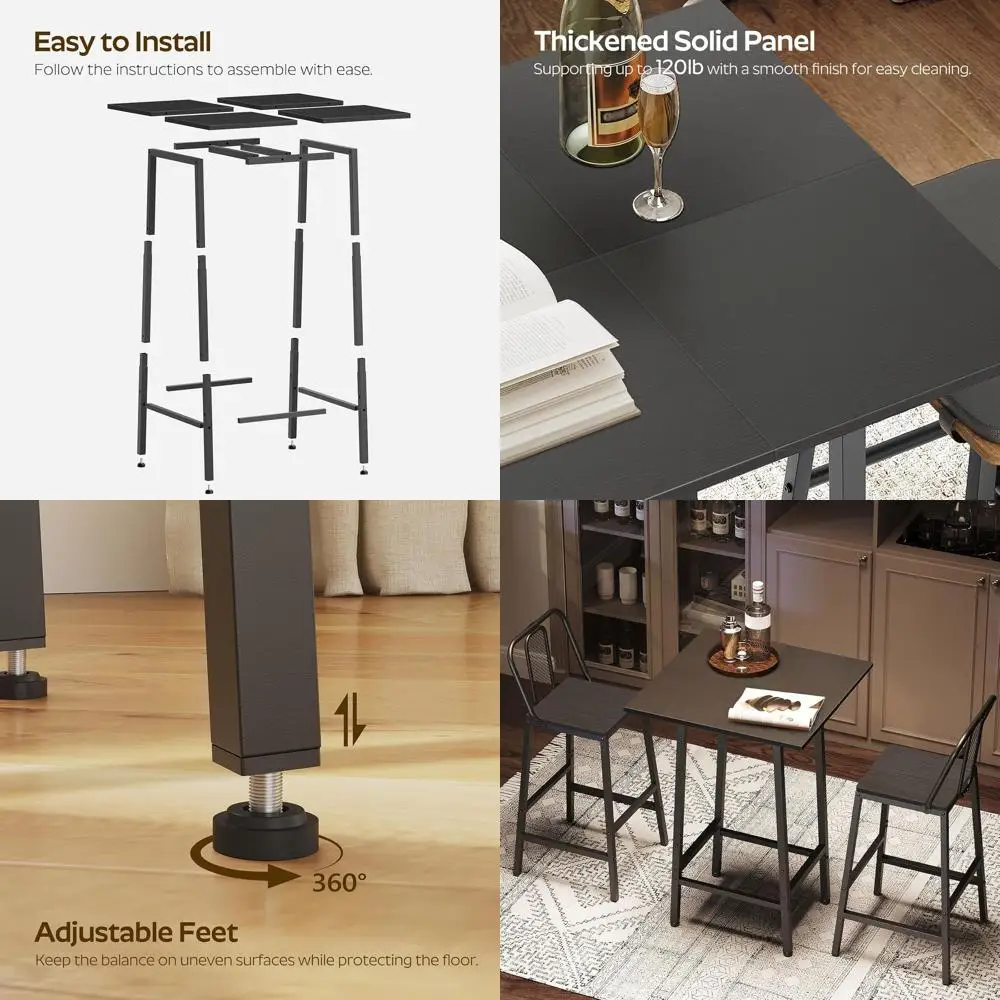 

Элегантный черный барный стол для обеда, кухни и кофейных углов — идеально подходит для пабов, вечеринок и повседневных встреч