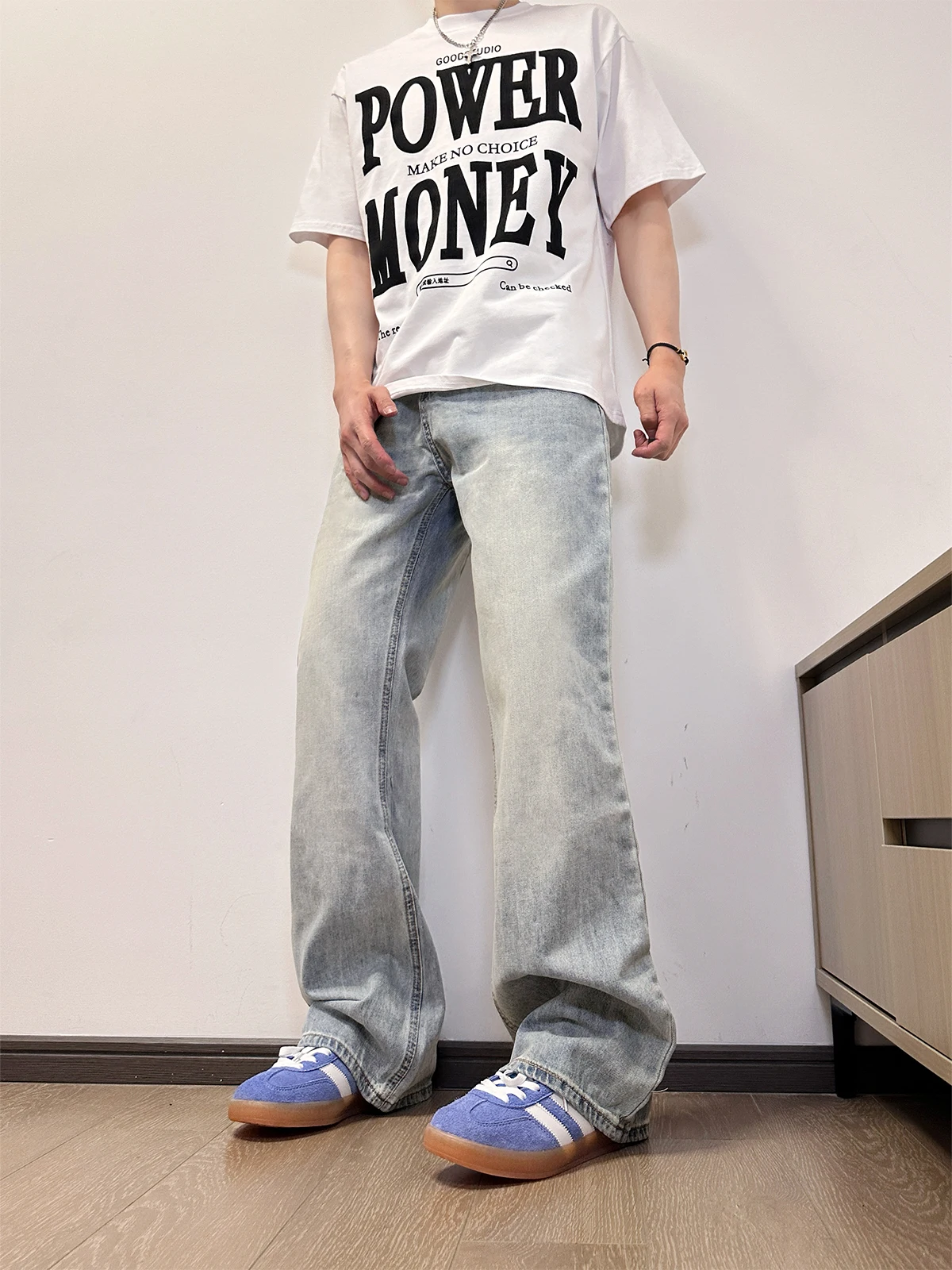 

Retro American Cleanfit Distred Straight Leg Jeans Men Women Simple Versatile Chic Summer Casual Wear Resistant Trousers