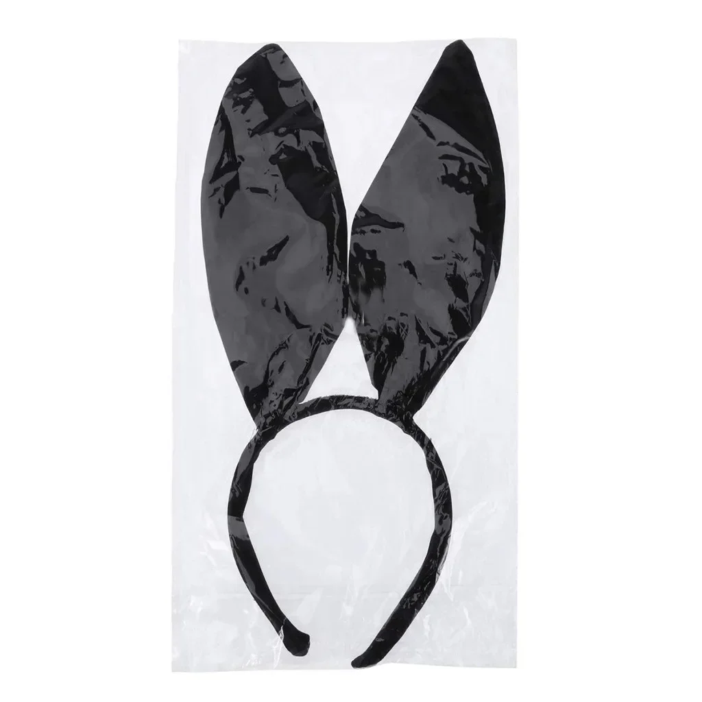 Bandeau de lapin noir blanc pour filles, bandeau de sauna, oreilles, queue droite, costume de cosplay d'Halloween, fête, 1 pièce