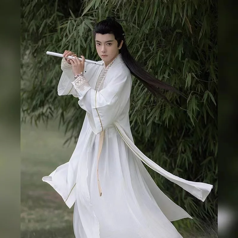 Hanfu kostum panjang pinggang tradisional dinasti kuno, Set pakaian Hanfu bordir Cosplay Pendekar pedang, kostum siswa Pria Wanita