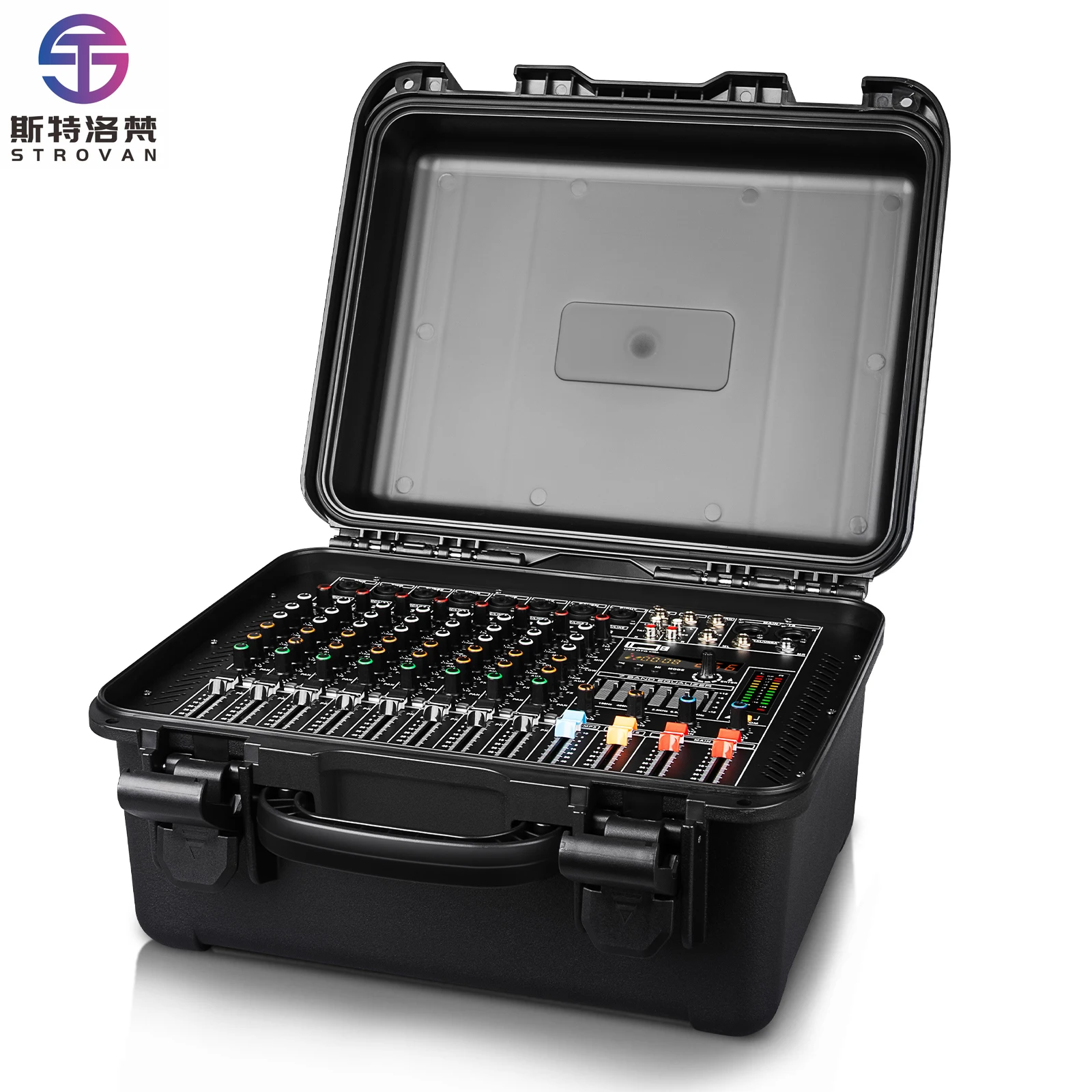 

8 Channel Power Mixer Amplifier GT10 Professional 550W*2 Output 256 Digital Effects with Aviation Case for Stage