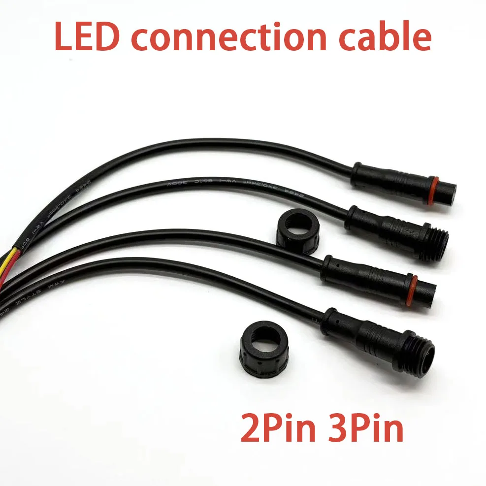 1PCS Black 2Pin 3Pin Waterproof Connector Cable Male Plug And Female Plug For LED connecting wire