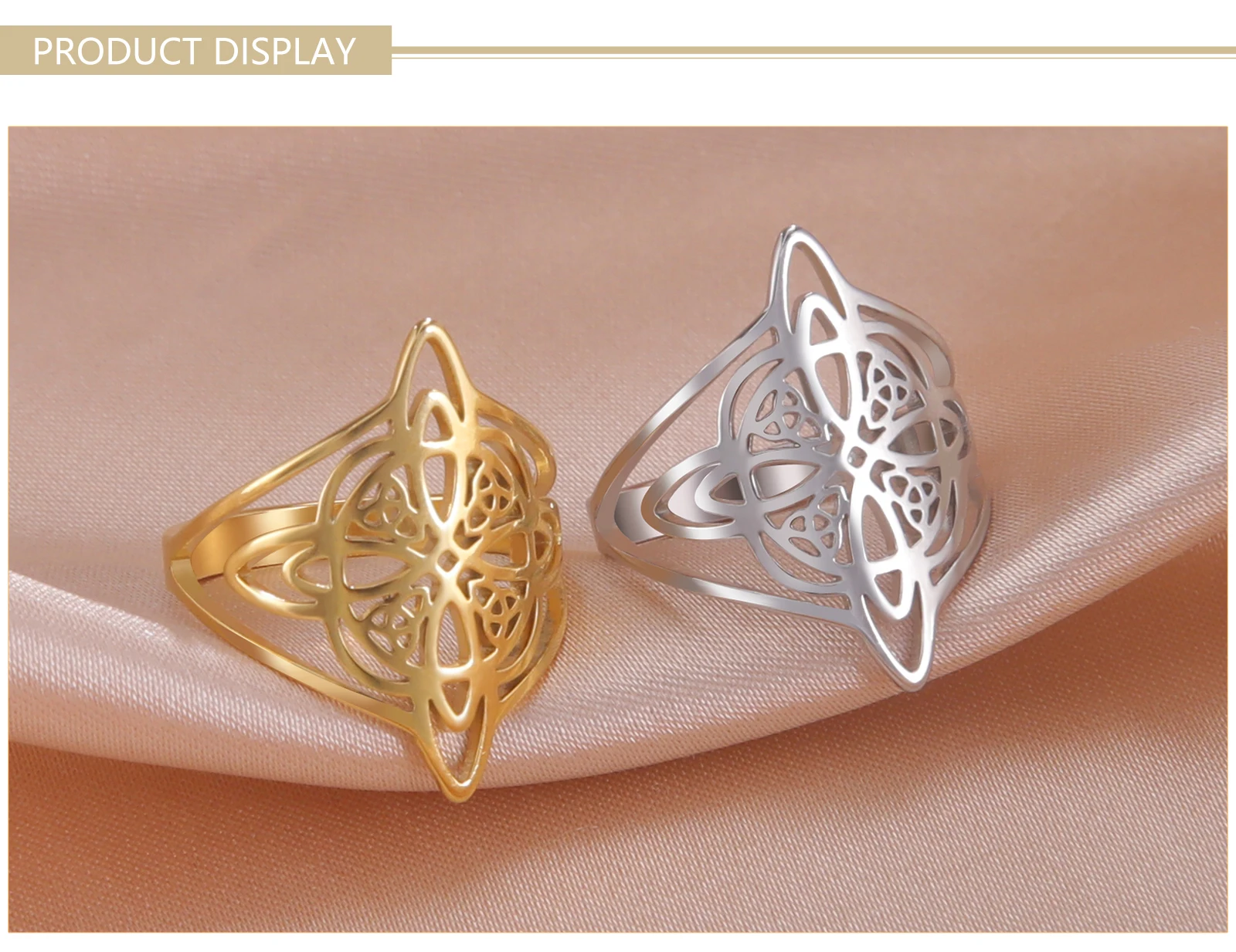 Skyrim Hexerei Hexen knoten Ring Edelstahl Fingerringe Wicca Triquetra Celtics Knoten Amulett Schutz Schmuck Frauen Männer – Detail 6