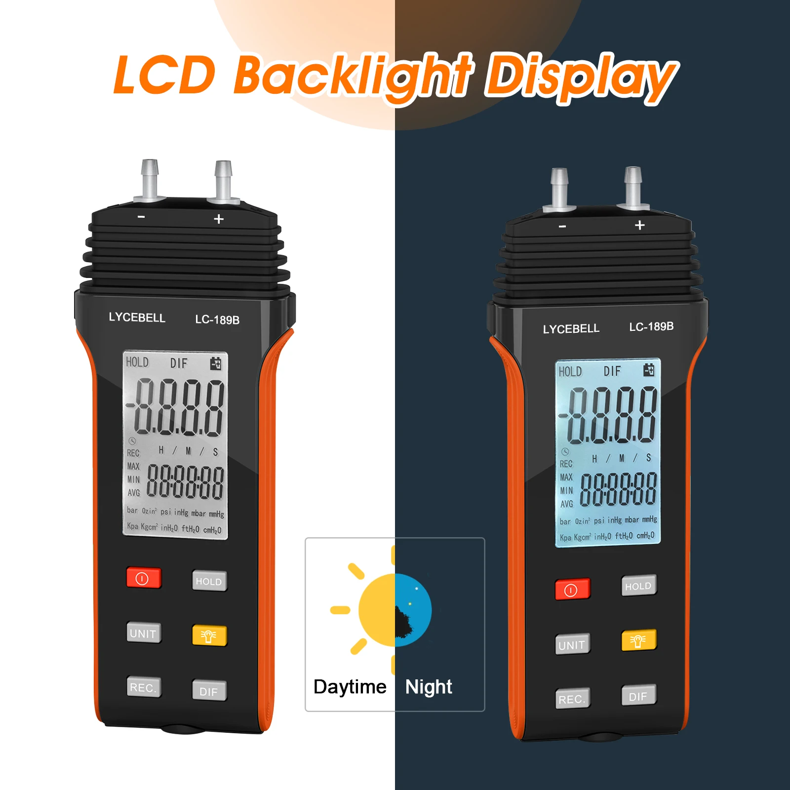 أداة فحص نظام التهوية، جهاز اختبار ضغط الغاز ثنائي المنفذ عالي الدقة، مزودة بخرطوم، مقياس الضغط بحجم الجيب