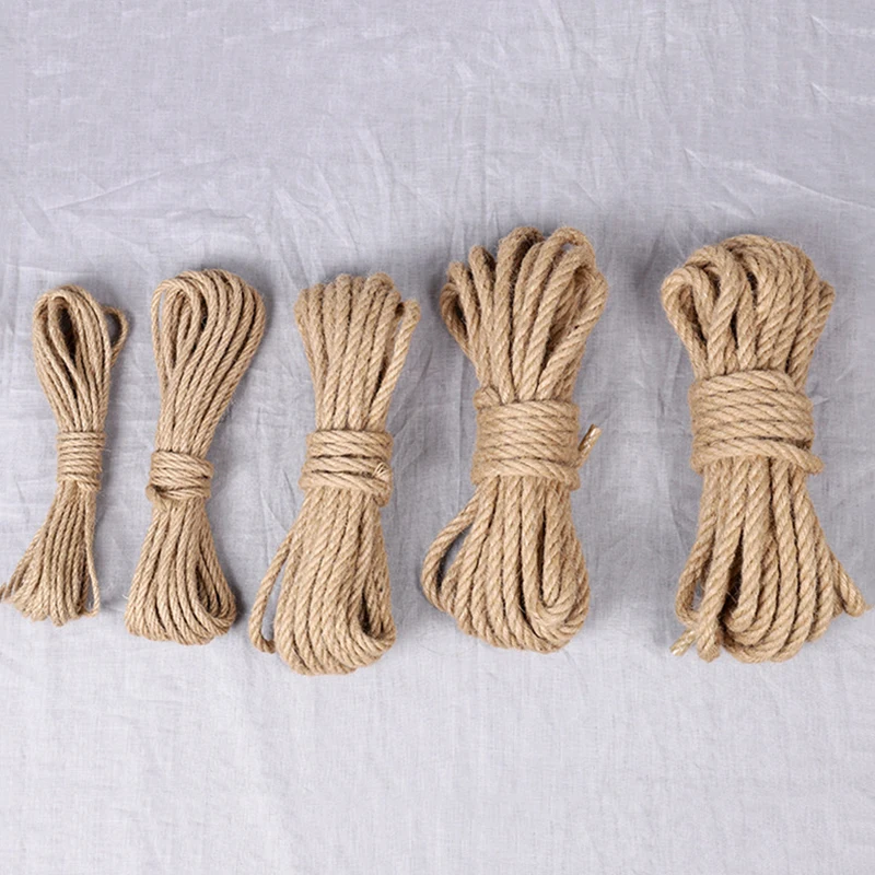 10m Natural Linen Rope Photo Wall Decor Cord DIY Craft Knitting Macrame String Gardening Wedding Handmade Twisted Thread Cords