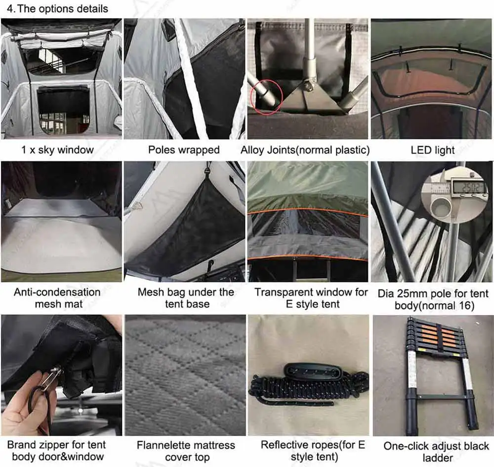 على الطرق الوعرة سيارة التقاط 4x4 سقف أعلى خيمة سهلة الإعداد أفضل سقف أعلى خيمة على الطرق الوعرة سيارة مخيمات سقف أعلى للبيع #6