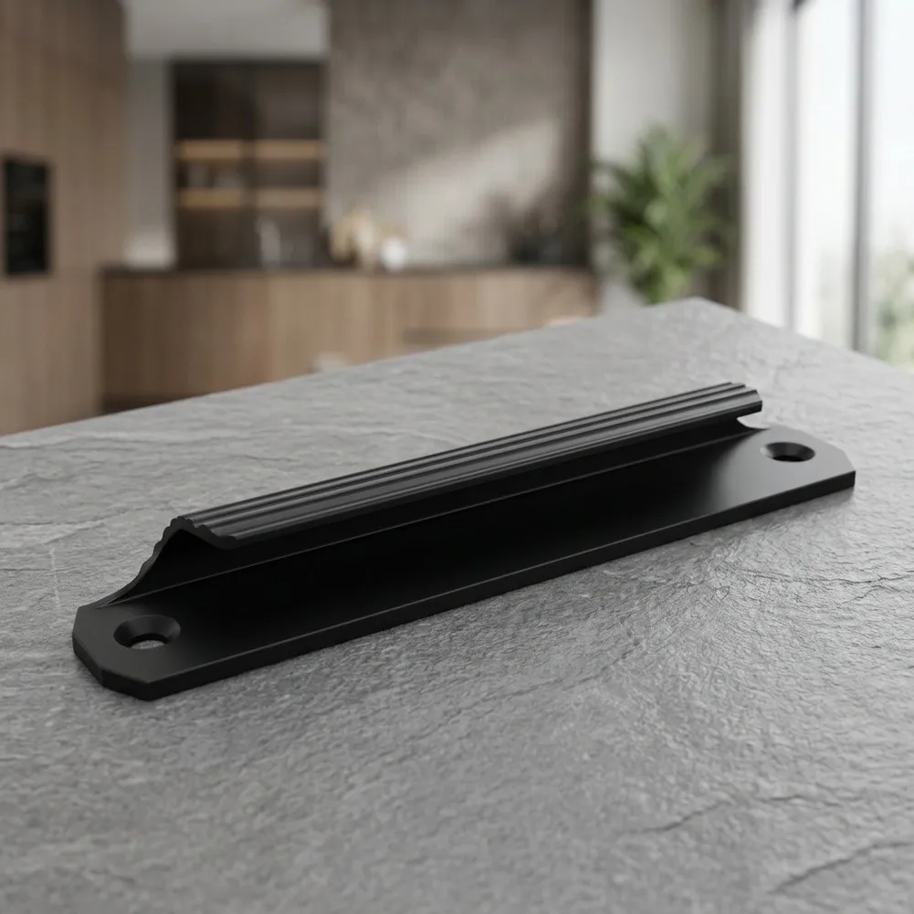 Black Aluminum Sliding Door Pull Handles 120mm Long 20mm Wide 100mm Hole Spacing 10pcs Lightweight for Glass Doors