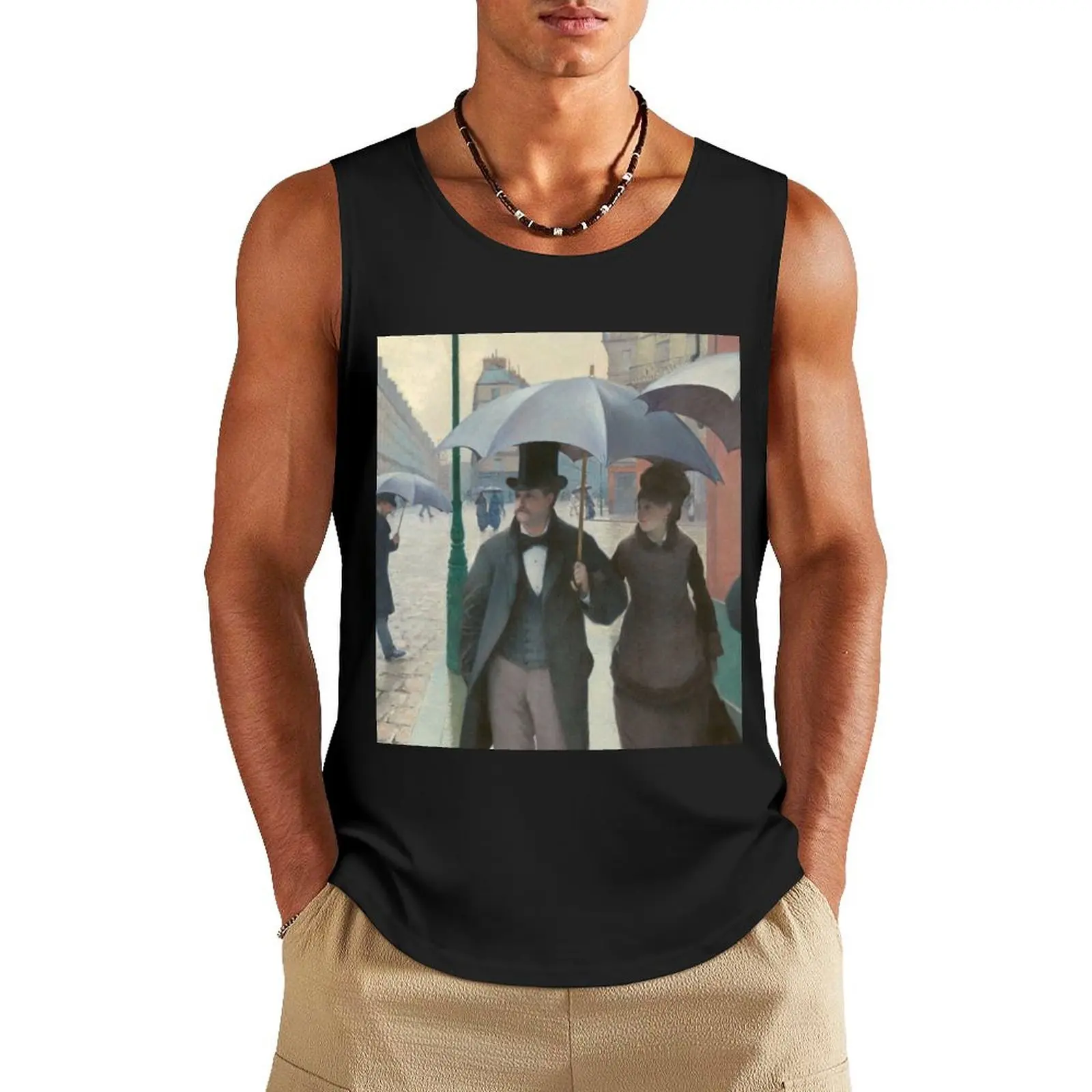 Paris Street; Rainy Day - (Rue de Paris, temps de pluie) - Caillebotte Tank Top gym wear men sports clothes for men T-shirt man