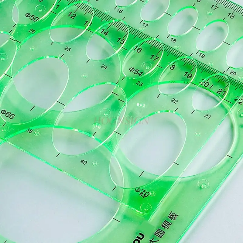 3 قطع مسطرة رسم متعددة الوظائف، مسطرة قالب دائرة الرسم، مسطرة التصميم المعماري، أداة رسم القالب #3