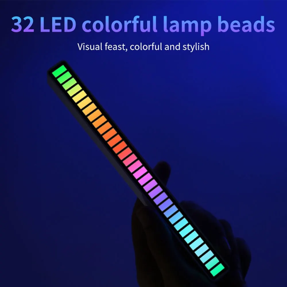 32LED Strip Lights RGB Music Sound APP Control Pickup Rhythm Ambient Lamp Atmosphere Night Lights For Home Party Decoration