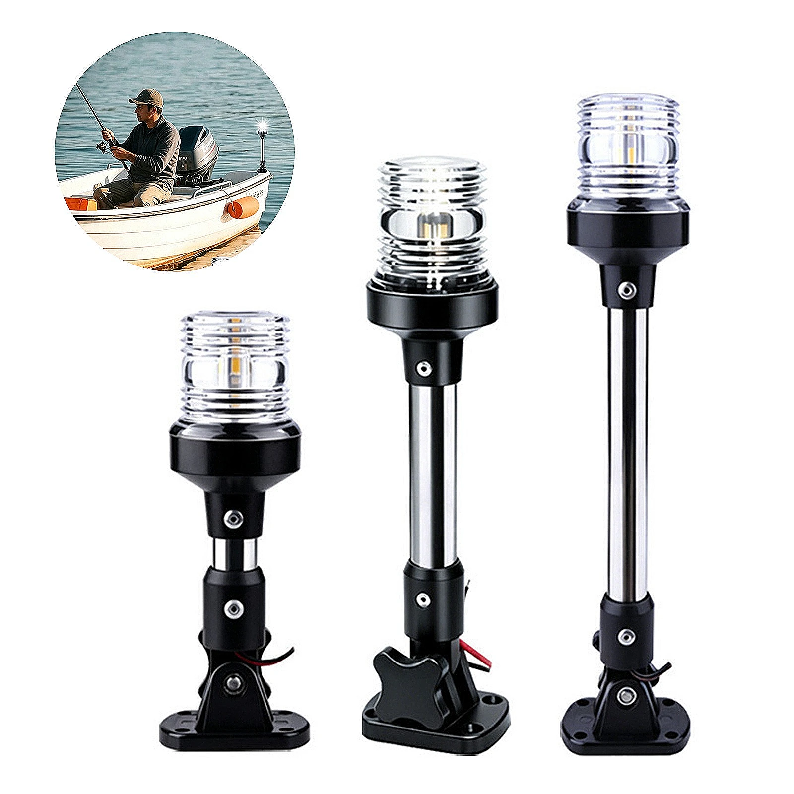 LED Fold Down Anchor Light, Sailing Signal Lamp for Marine, Boat Yacht Accessories, 12-24V