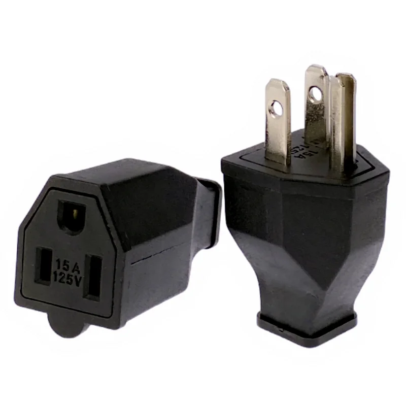 Black 15A 125V NEMA 5-15P/5-15R USA Canada Japan Mexico 3 Pins removable wiring plug socket industrial male female power plug