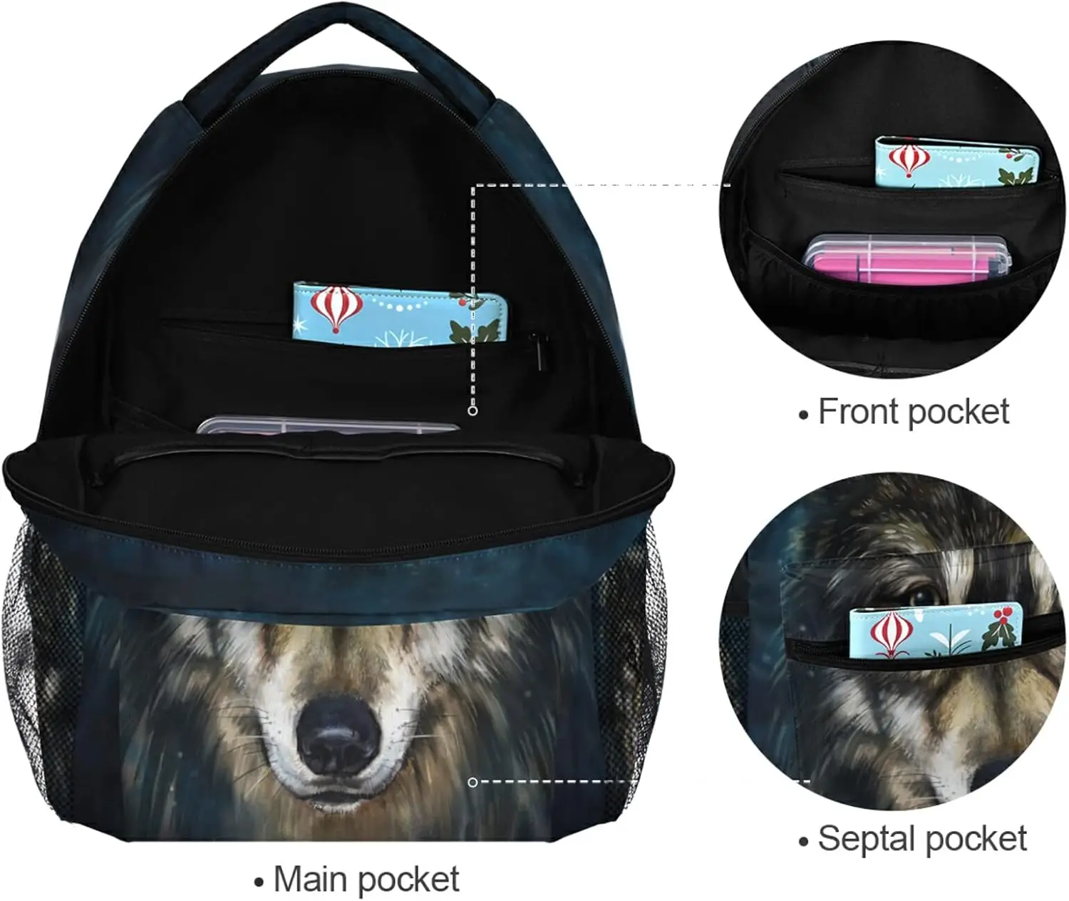 Zaini Blue Wolf per ragazzi Glaxy Wolves Borsa da scuola elementare Zaino per bambini Zaino da viaggio personalizzato 3° 4° 5° grado Ruck
