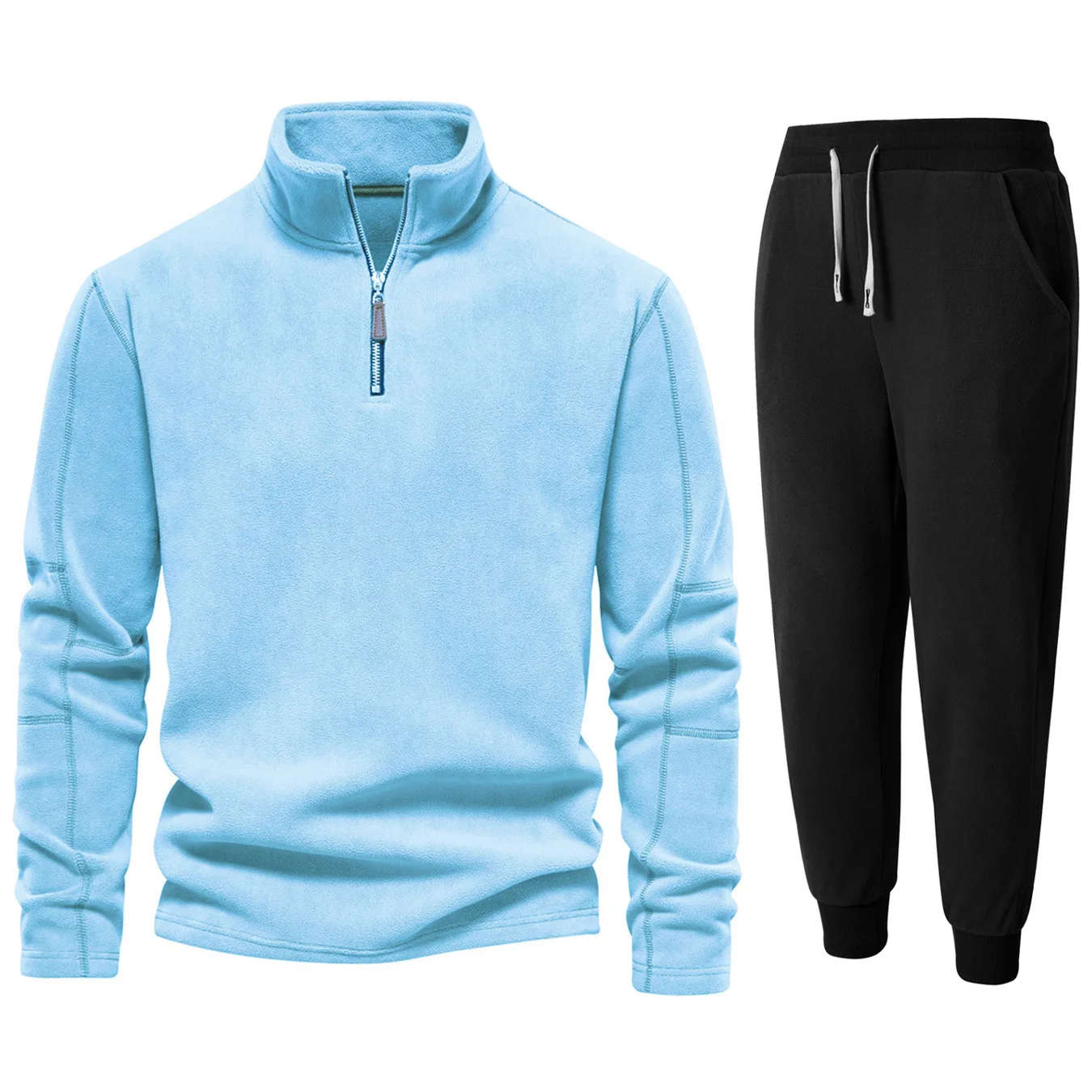 

Осень-зима, модные мужские однотонные повседневные модные простые базовые свободные флисовые комплекты из 2 предметов, толстовки, брюки для бега