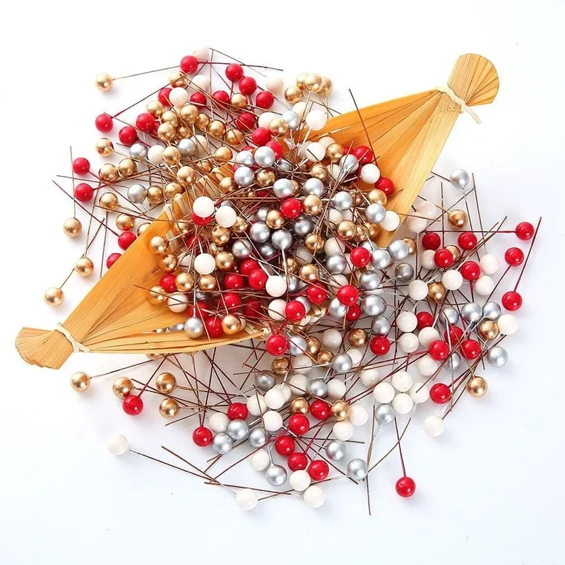 50 Pcs Artificial Berry Pearl Plastic Cherry Christmas Party Decor DIY Craft Gift Party Supplies Wedding Wreath Home Decorations