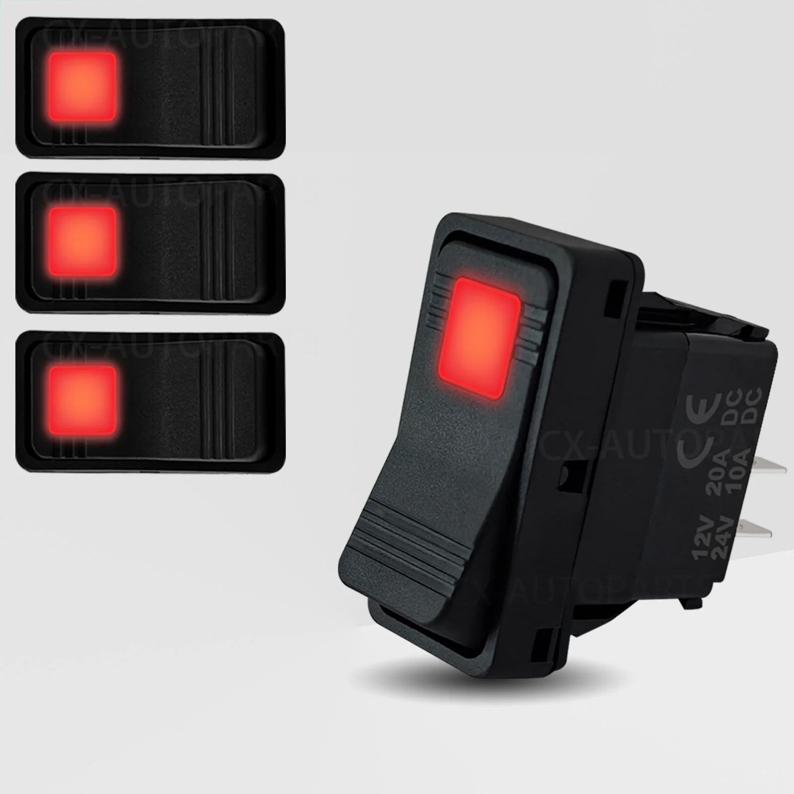 Waterproof Car Rocker Switch 12V/24V SPST ON-OFF LED Heavy Duty Toggle for Boat Off-Road ATV Excavator Forklift Loader Machine