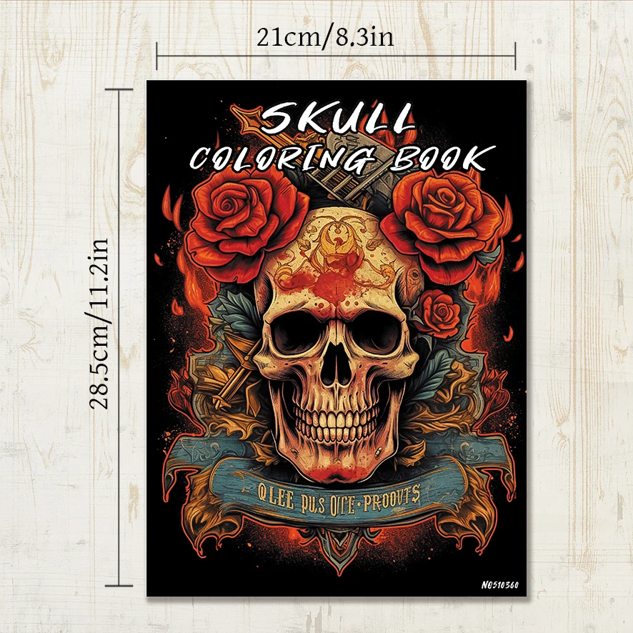 Skull Coloring Book for Adults - 8.3x11.2 inches 22 pages coloring book - helps relieve stress and soothe emotions