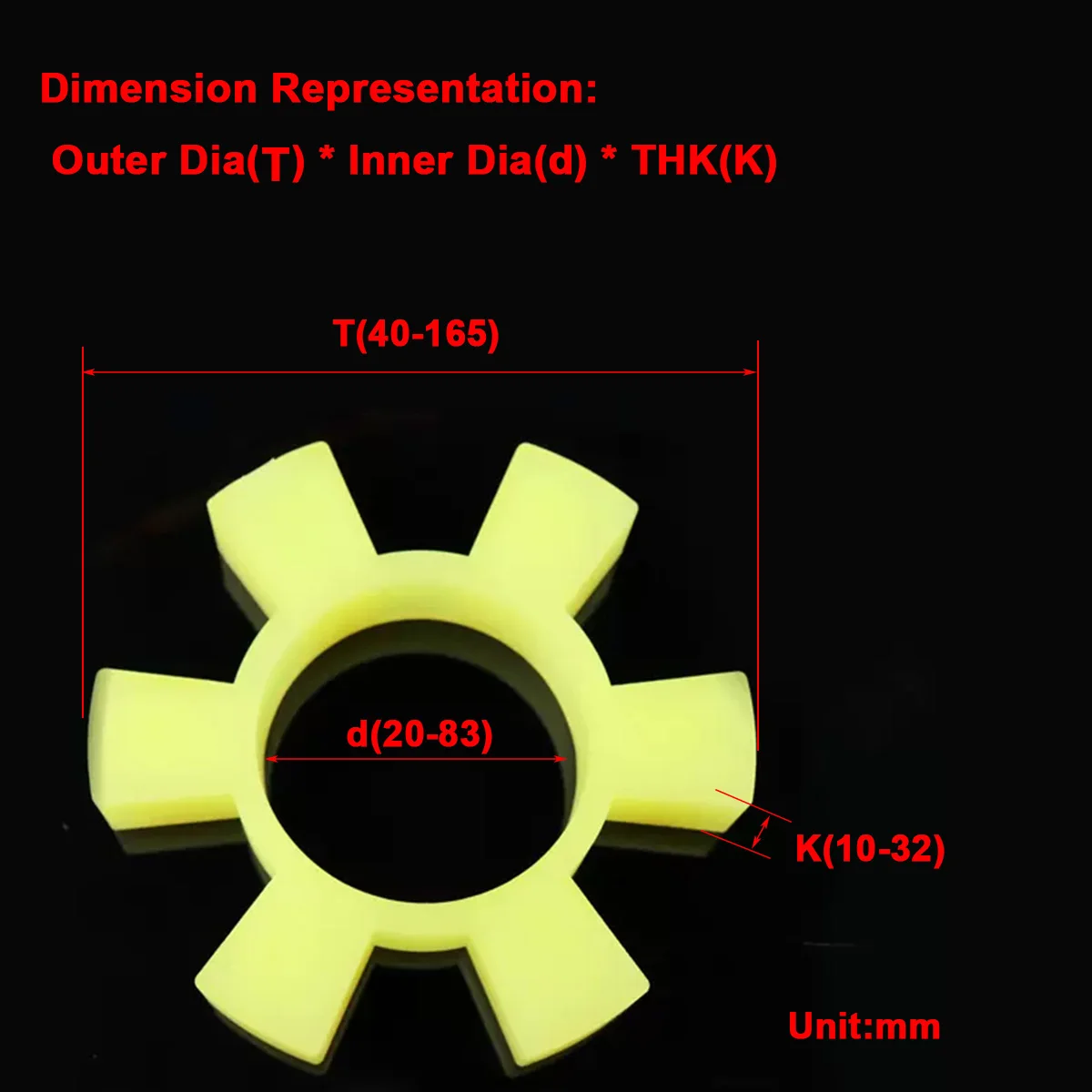 Polyurethane Coupling Buffer Pad Yellow T-Shaped Plum Blossom Hexagonal Water Pump Wheel Pad Rubber Elastic Block