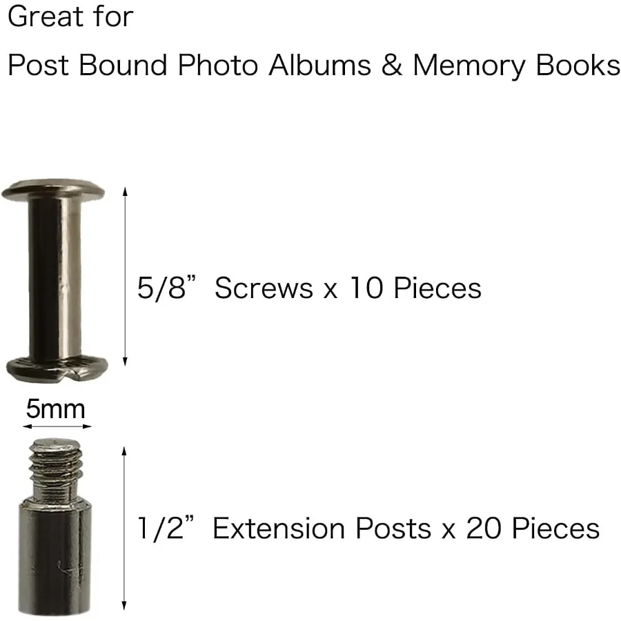30 Pack Chicago Screws and Extention Posts for Binding Extending Scrapbook Photo Album Refill Pages Compatible with Pioneer Pho
