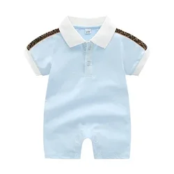 Summer fashion baby clothes short-sleeved one-piece cotton thin section stitching letters newborn Boy girl romper 0-24 months