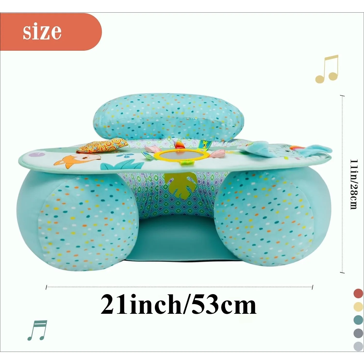 Inflatable Baby Seat  for Sitting Up with Sensory Toy Tray Back Support for Toddler Soft Plush Baby Sofa Baby Chair Cute Animal