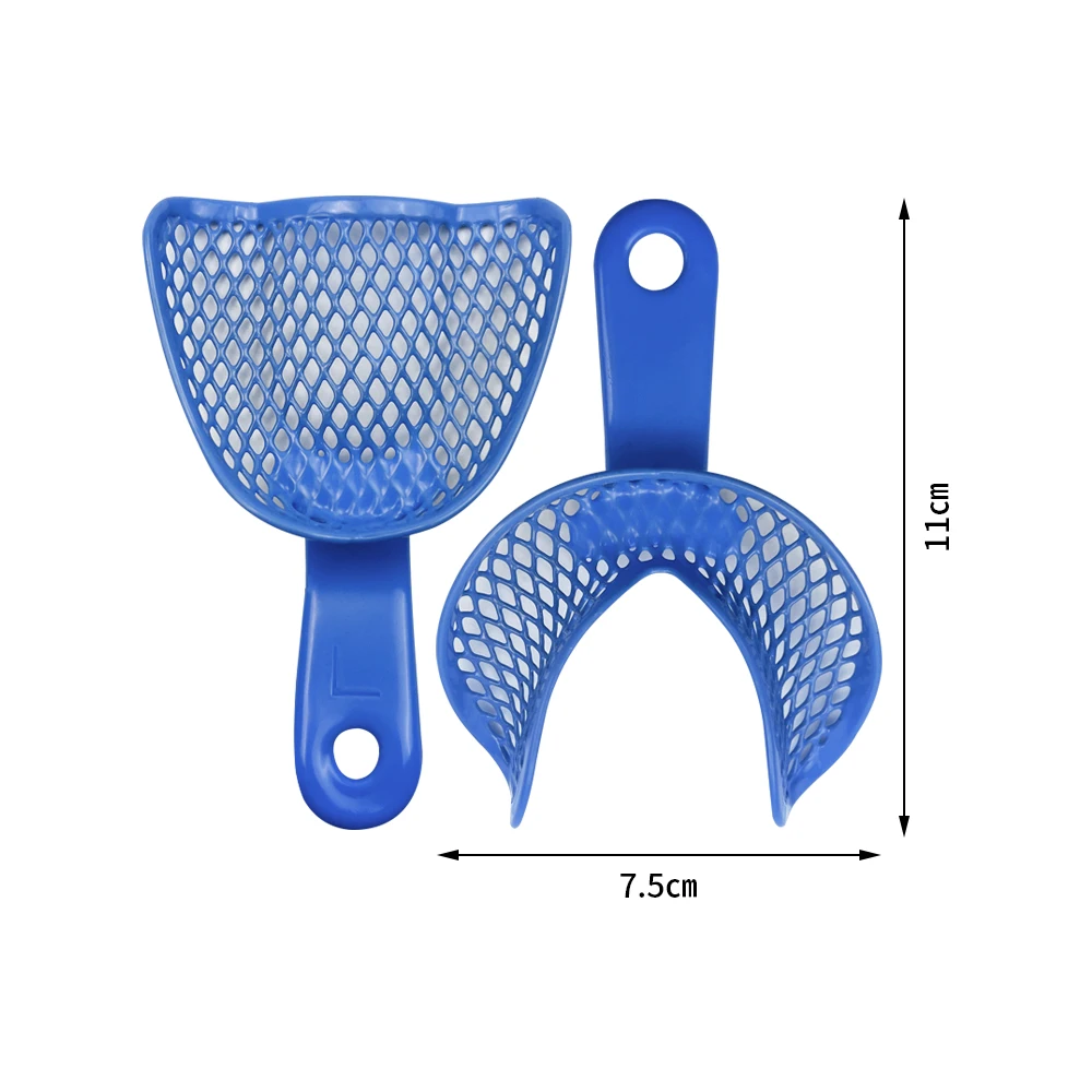 2pcs Dental Impression Trays Edentulous Jaw Impression Tray Plastic-Steel Teeth Holder Dentist Oral Material Tool