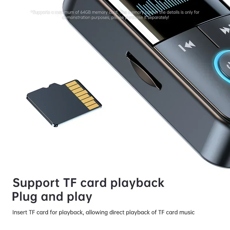 LED Bluetooth 5.4 Adapter Audio For Car Music Headphone Speaker 200mA  Transmitter Receiver Wireless Battery Support TF Card