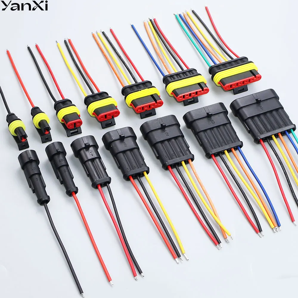 YanXi AMP 1/2/3/4/5/6 Pin Way Waterproof Electrical Auto Connector Male Female Plug with Wire Cable Harness For Car Motorcycle