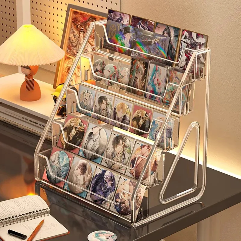 Bar-Präsentationsständer, abgestufter Display-Desktop, farbiges Papier aus Acryl für kleine Karten, mehrschichtiges Hirschlagerregal mit peripherem Durchfluss aus Hanf