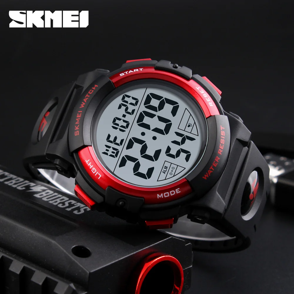 SKMEI 1258 Relogio Masculino Fashion Outdoor Sport Watch Men Multifunction Watches Military 5Bar Waterproof Digital Watch