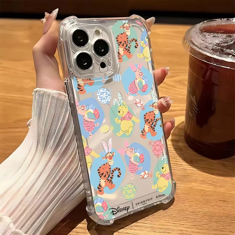 Cartoon Winnie The Pooh Phone Case For Samsung Galaxy S26 S25 S24 S23 S22 S21 S20 Edge FE Ultra Plus 4G 5G Anti Fall Clear TPU view 3