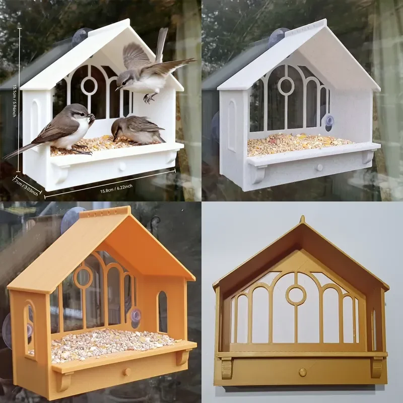 Practical Window Bird Feeder Paste Design European Style Customizable Colors Sizes Durable Plastic For Close Observation Of